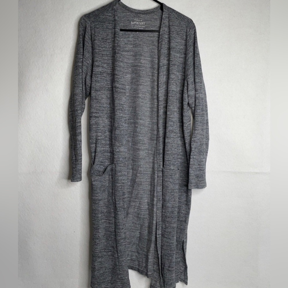 Womens Torrid Super Soft Plush Grey Pocket Longline Cardigan